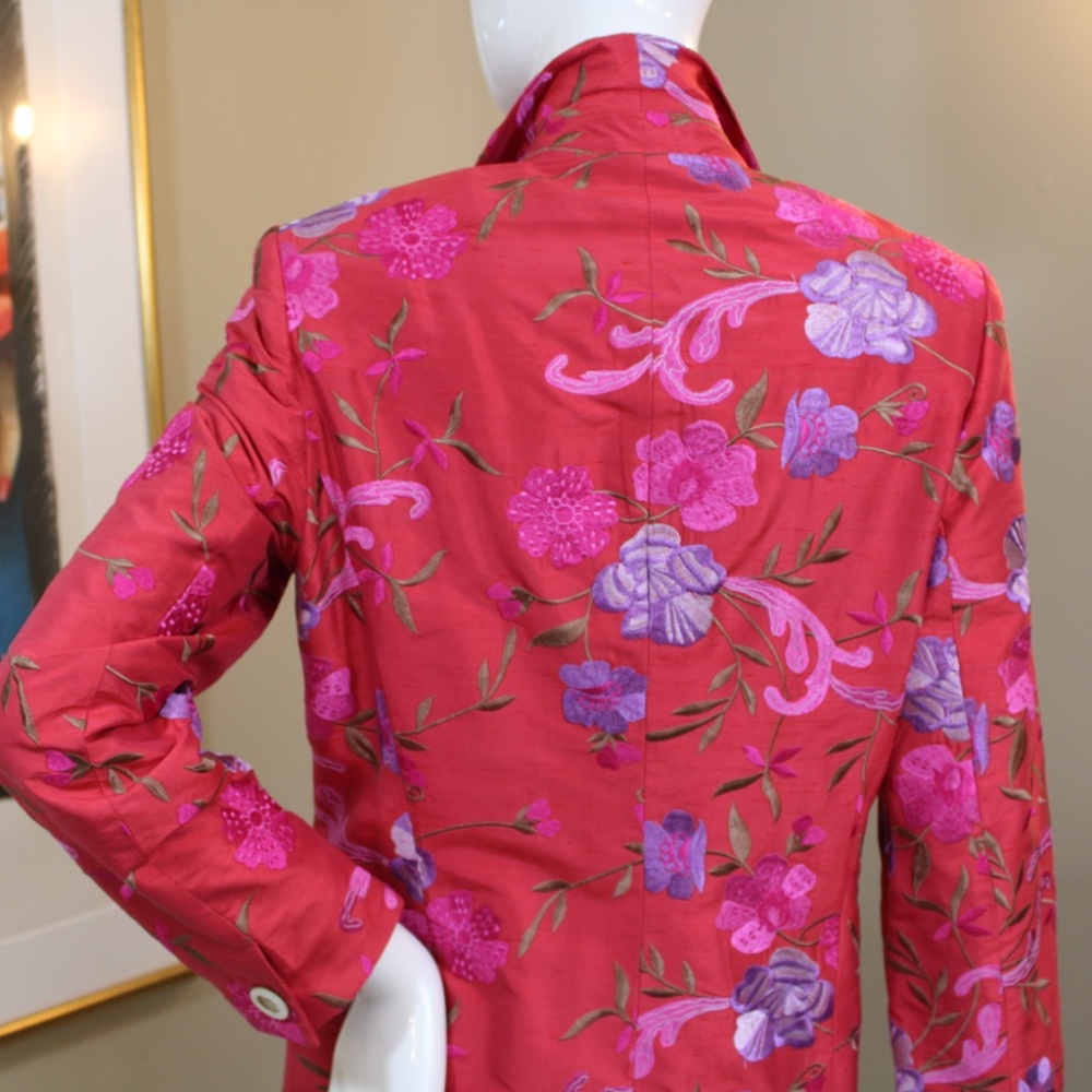🌸 Algo of Switzerland Embroidered Silk Jacket – Size 6 – NWOT - Picture 9 of 14
